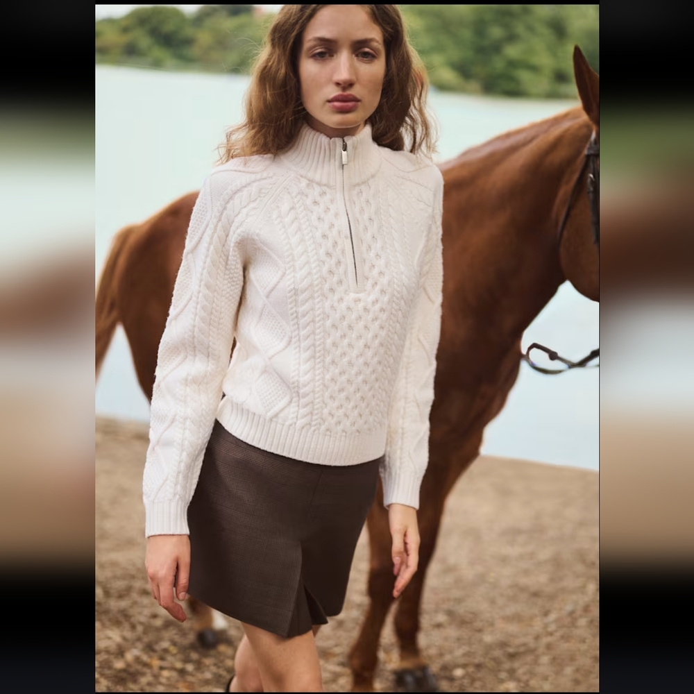 Aritzia/Sundays Best Heritage‎ Knit Merino Wool 1/4 Zip Sweater